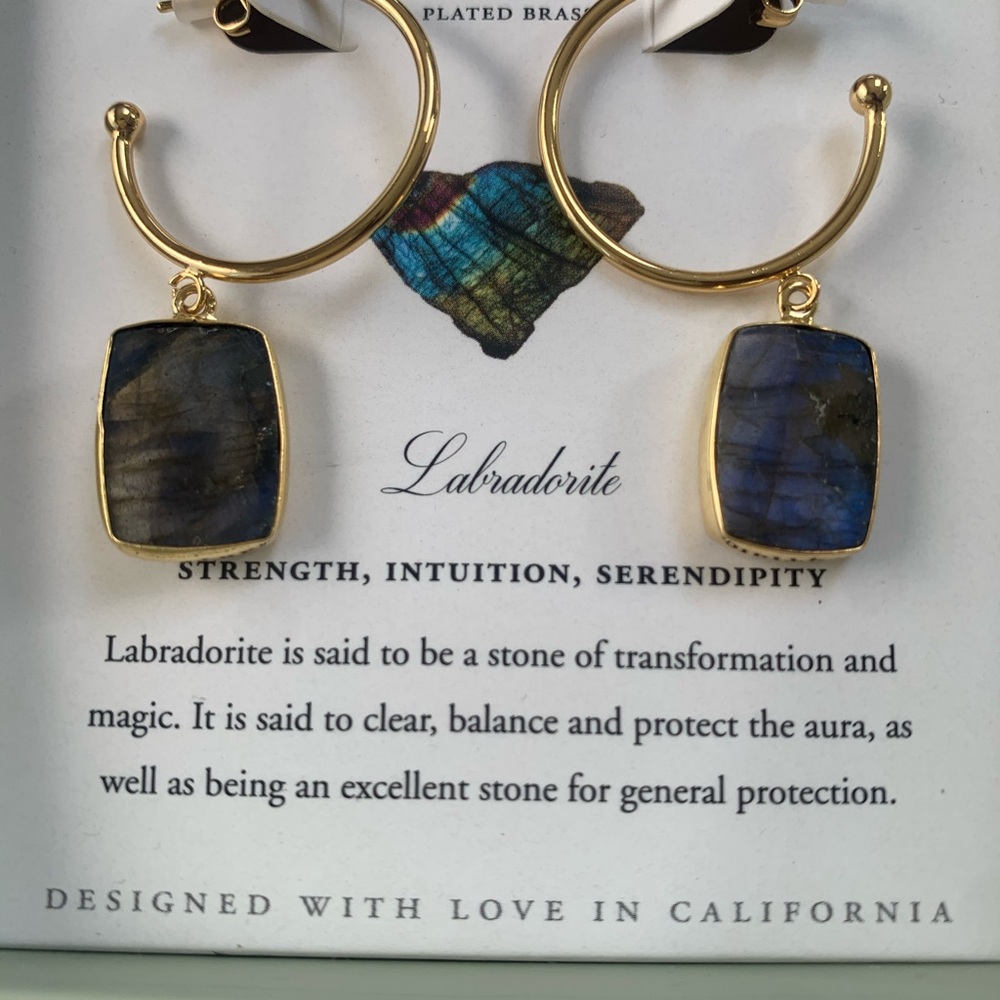 14Kt gold plated earring with labradorite drop